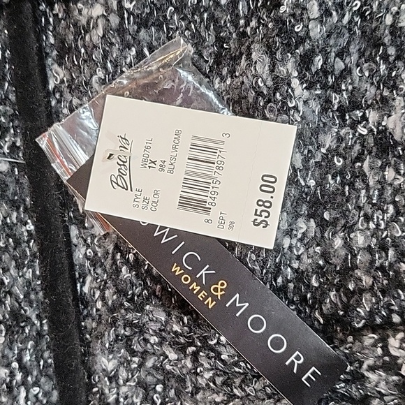 NWT Preswick & Moore Grey w/White & Silver Metallic Speck Open Front Cardigan 1x - Picture 9 of 9